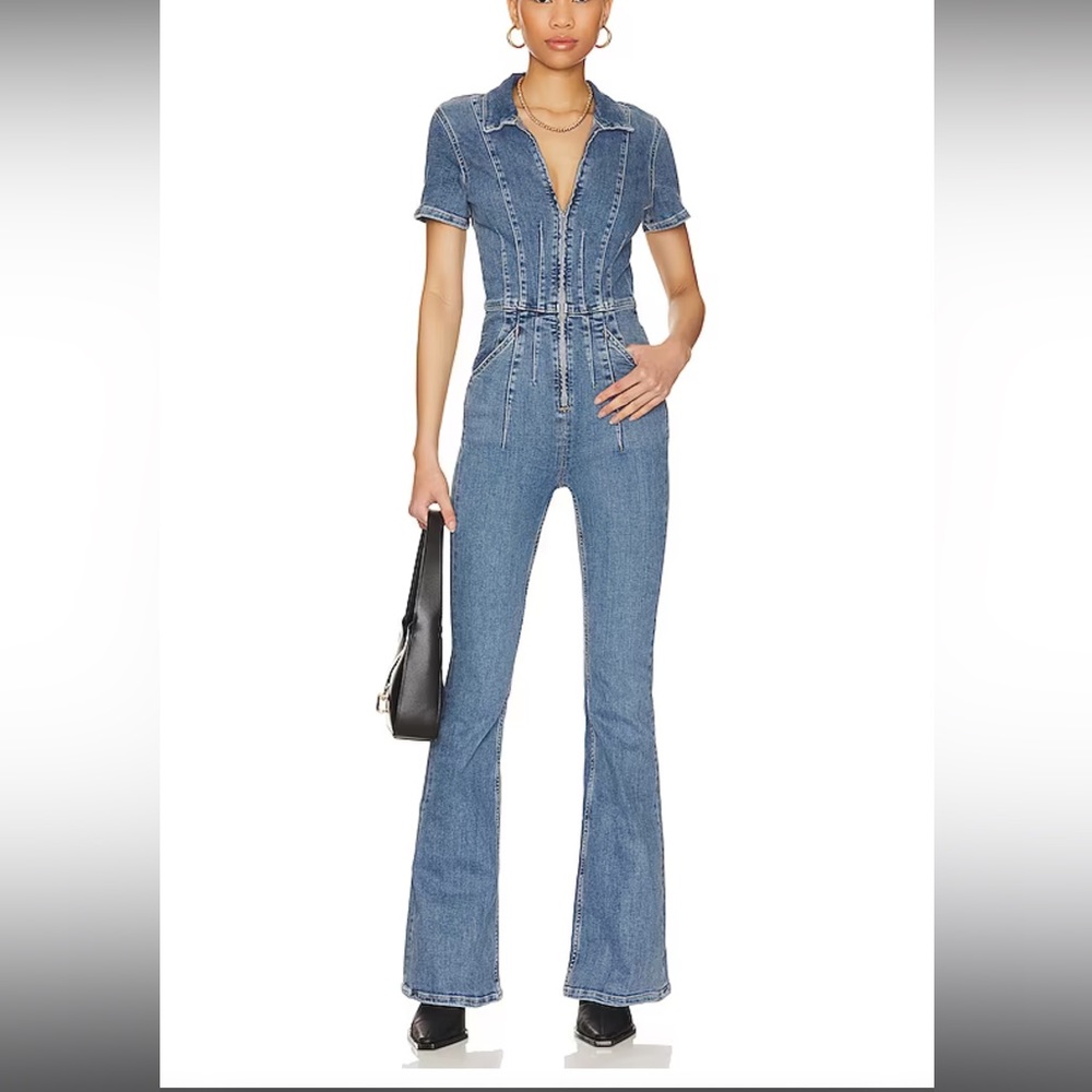 Free People Jayde Flare Denim Jumpsuit